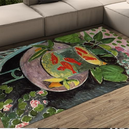 LANDERSION Klassischer Teppich für Schlafzimmer Abstrakter Waschküchenteppich Moderne Ästhetik Wohnkultur Teppich Rutschfester Teppich Waschbarer Läuferteppich 120x170cm