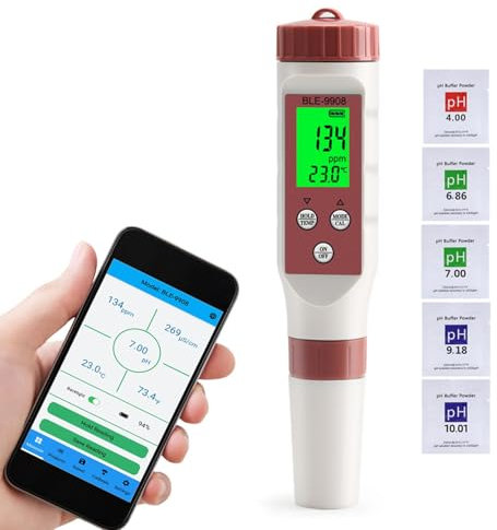 Bexdug Wasserqualitätsprüfstift | 4-in-1 digitaler Wassertester für Trinkwasser | Pool-Wassertester mit intelligenter App-Steuerung, TDS-Tester für Wasser für Trinkwasser-Reinheitstest, Aquarien,