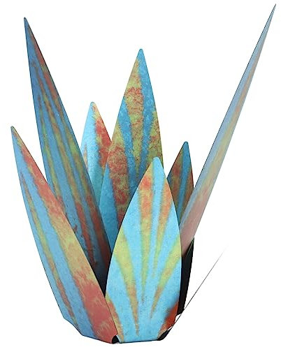 OUCRIY 9 Uds Escultura Rústica de Tequila Planta de Agave de Metal DIY Impermeable para Decoración de Césped y Jardín Adornos de Patio Azul