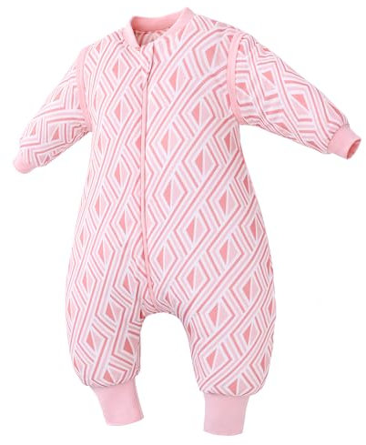 LAT Baby Winter Schlafsack mit Abnehmbare Ärmel Baby Schlafsack mit Füßen 2.5 Tog Kinder Schlafsack mit Beinen Winterschlafsack für Jungen Mädchen 6 Monate - 4 Jahre (Rosa, M/ 12-24 Monate)