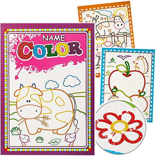 alles-meine.de GmbH Mein Erstes Malen - großes XL Malbuch/Malblock - A4 - inkl. Name - einfache Bunte Kinder Motive - extra Dicke Glitzer Konturlinien - Mädchen - Dicker Malkar..
