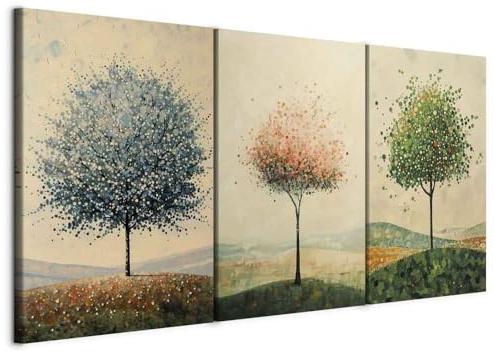 murando - Set di Quadri Moderni per Soggiorno, Alberi Stagionali, 180x90 cm | (3 pz. 60x90 cm ognuno), Quadro Moderno, Stampa su Tela, Componibili, Resistenti Allo Sbiadimento, Produzione Europea