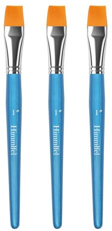 Himmlfel Set di pennelli acrilici, 3 pennelli piatti da 25 mm, per acrilico, acquerello, guazzo, olio, pittura del viso, pennelli professionali grandi per artisti e principianti