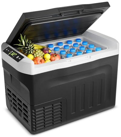 Feelfunn Frigorifero elettrico da 12 V – 32 QT (30 l), 12/24 V CC e 110-240 V AC, congelatore portatile a raffreddamento rapido per campeggio, viaggi, camion, camper, SUV, auto frigorifero da -4 ~ 20