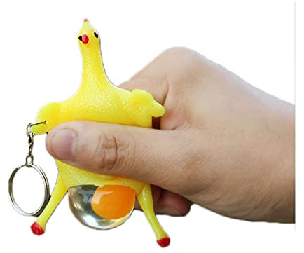 Jouets Anti-Stress en Forme de Poulet Tive, Porte-clés, Gadgets Amusants, Jouets à Presser, d'anniversaire pour Enfants, Poules Pondeuses Entières, Caoutchouc Latex