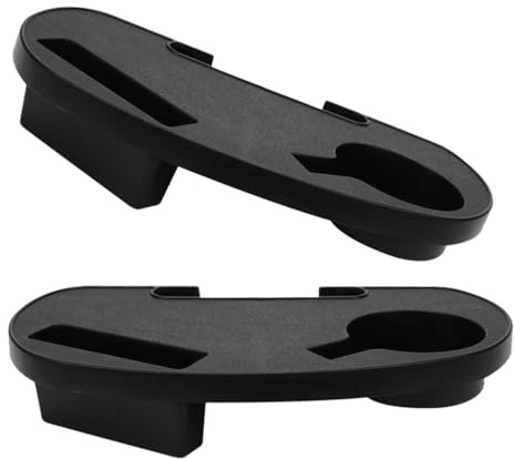 Portavasos Reclinable Negro de Plástico 2 Piezas para Silla de Salón | Instalación Clip, Uso en Playa y Camping, Accesorio Resistente para Mantener Bebidas y Objetos a Mano