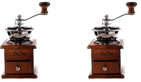 KEALLANS 2X Macinino da Caffe' Manuale Legno/Metallo Mulino Mulino A Mano Spice (Color Legno)
