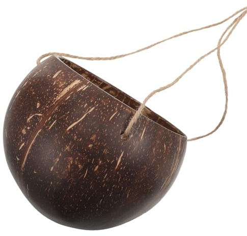 Hemobllo Jardinière Suspendue en Coque De Noix Naturelle pour Plantes D'intérieur Et Extérieur, Décoration De Balcon, Pot Suspendu Imperméable Corde, Résistant Aux Intempéries, Grand Pot Décoratif