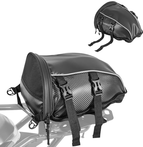 VEVOR Motorcycle Tail Bag, 10 L Motorcycle Rear Seat Bag with Waterproof Rain Cover, Outdoor Sports Motorbike Luggage Storage Trunk Rack Backpack Handbag with Shoulder Strap and Inner Pocket, Black