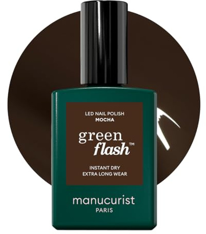Manucurist Green Flash™ Dunkelbrauner Gel Nagellack Mocha | Nägel Selber Machen für UV Lampe Nägel - Professionelle Maniküre - UV Lack, 12-Free Lack, Bio-basiert