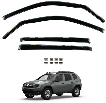 Team HEKO Wind Deflectors for Dacia Duster 2010-2018 Front and Rear Set of Window Deflectors, Accessories Smoked UV & Scratch Resistant Acrylic In-Channel Fitting Air Ventilation & Rain Protection