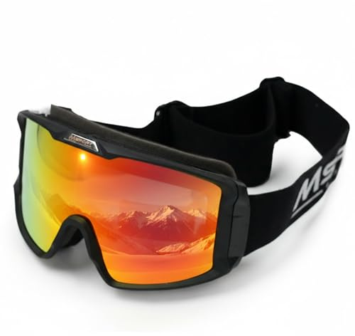 Msport Maschera da Sci e Snowboard REVO HD Vision – Antiappannamento, Protezione UV400, Compatibile con Occhiali da Vista - Arancione