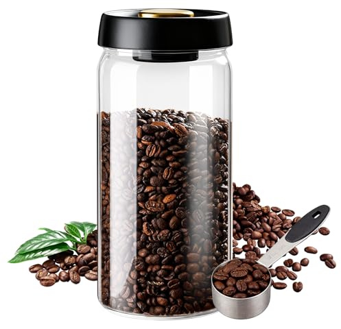 YAIRSTEN Kaffeedose Luftdicht, Kaffeebehälter 1800ml Bohnen Kaffeedose Luftdicht 1kg Bohnen Mit Messlöffel Aufbewahrungsdose Für Familie, Büro, Cafékaffeebohnen, Pulver, Tee, Nüsse