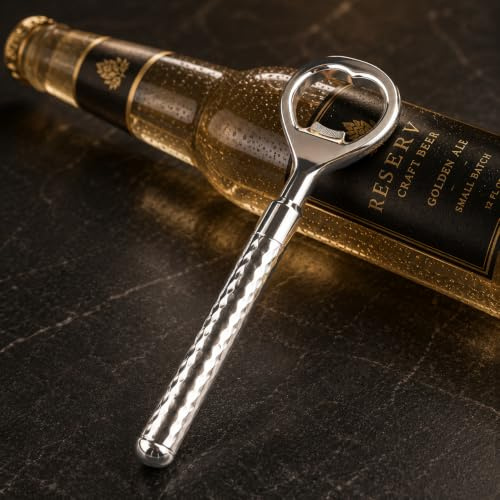 Wingcases Premium Flaschenöffner aus Massivem Edelstahl 1 Stück | Robustes Hammerfinish, ergonomisches Bar-Werkzeug für Bier, das Geschenk