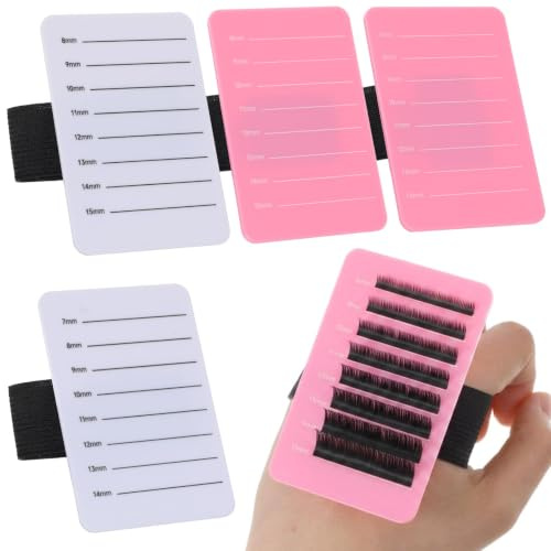 Lot de 8 supports de cils en acrylique avec sangle de poignet réglable pour faux cils - Pour salon de beauté - Blanc et rose