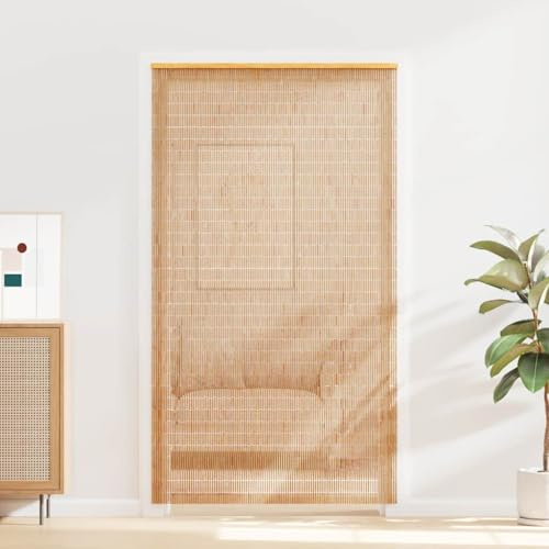 Boltkex Bambus Türvorhang mit Holzleiste, 120 x 220 cm Sichtschutz und moderate Isolierung, für Balkon Terrasse Küche Schlafzimmer Wohnzimmer, fliegengitter
