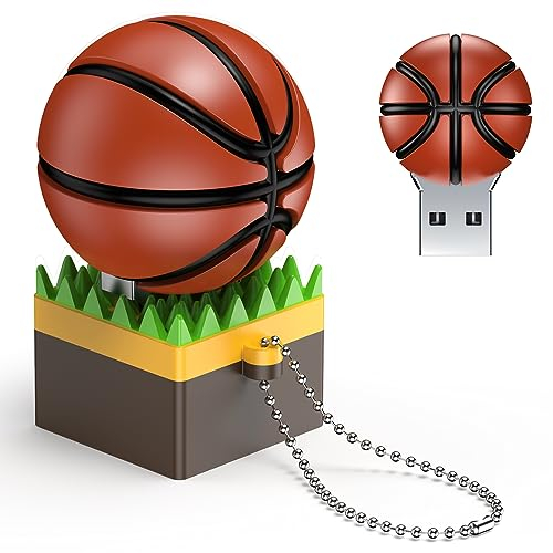 Uflatek Memoria USB 2.0 de 32 GB Alta Velocidad Pen Drive Forma De Baloncesto U Disco Novedad Marrón Memory Stick Almacenamiento De Datos para Regalo