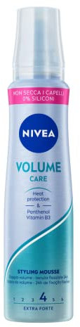 Nivea Styling Mousse Volume 3 x 150 ml, Spuma capelli che raddoppia il volume della chioma, Schiuma capelli volumizzante che fissa a lungo senza appiccicare