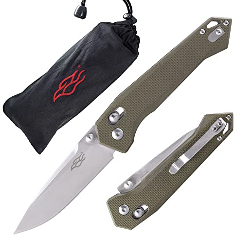 Firebird GANZO FB7651-GR Cuchillo Plegable de Bolsillo Hoja de Acero 440C 83mm G10 Mango Antideslizante con Clip Camping Caza Pesca Cuchillo de Bolsillo al Aire Libre 101g (Verde)