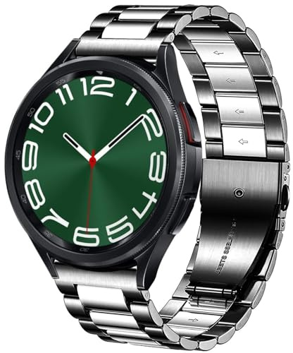 DEALELE Armband Kompatibel mit Samsung Galaxy Watch 7 / FE / 6/6 Classic / 5/5 Pro / 4/4 Classic / 3 41mm / Huawei GT3 42mm, 20mm Edelstahl Metall Ersatz Armbänd für Herren Damen