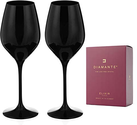 DIAMANTE Verres à vin en cristal noir – Collection « Ghost Black » – Verres à vin parfaits pour dégustation de vin à l'aveugle