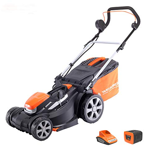 Yard Force 40V 34cm Cordless Lawnmower with lithium ion battery & quick charger LM G34A - GR 40 range, orange