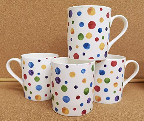 Balmoral Lot de 4 tasses à pois en porcelaine fine décorée à la main 275 ml