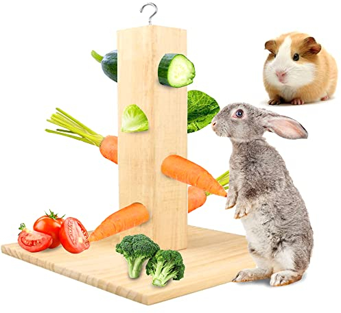 Kaninchen Heuraufe Futterbaum, Futterbaum Kaninchen Meerschweinchen, Knabberbaum Mit Bodenplatte, Futterbaums Nagerkäfig für Meerschweinchen, Heuraufe für Kaninchens