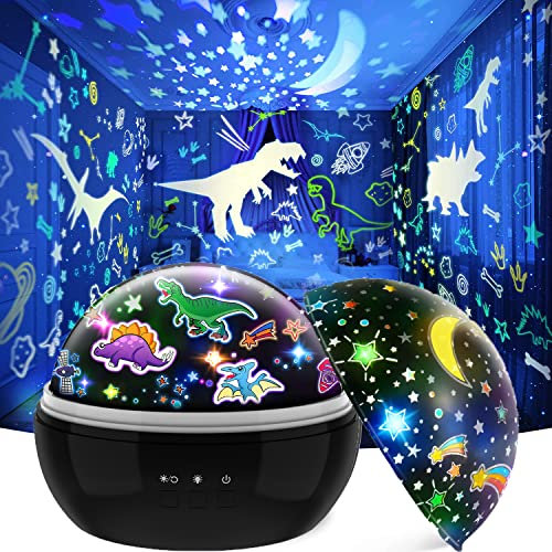 EUCOCO Dinosaur Toys for 2 3 4 5 6 Year Old Boy Gifts, Dinosaur Night Light Kids Projector Boys Birthday Presents Christmas Xmas Gifts Sensory Toys for Autism Sensory Light Baby Lights Projector