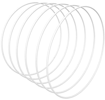 Worown 6 cerchi da 30 cm per ghirlande floreali, anelli in metallo bianco per realizzare ghirlande nuziali e artigianato da appendere alla parete