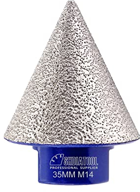 SHDIATOOL Punte per smussatura diamantate 35 mm x M14 Punte per trapano svasate per piastrelle, marmo, ceramica, rifinitura, pulizia, ingrandimento dei fori esistenti