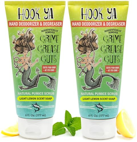 Fishing Hand Soap Fish Smell Remover and Degreaser– Fishing Tool & Essential Fishing Gear for Men – Deodorizing Hand Soap for Anglers, Mechanics, Boat Use & Outdoor Fishing Accessories – 2 Pack 12oz