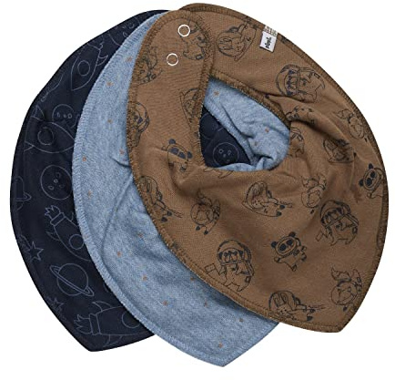 PIPPI Bandana Bib Boy -AOP (3-pack), babero triangulo bebe,