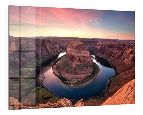 DEQORI Glas-Magnettafel | 120x90 cm groß | Motiv Horseshoe Bend am Abend | Memo-Board aus Glas | Magnetboard inkl. Magnete, Stift & Tuch für Küche & Büro | Tafel magnetisch & beschreibbar