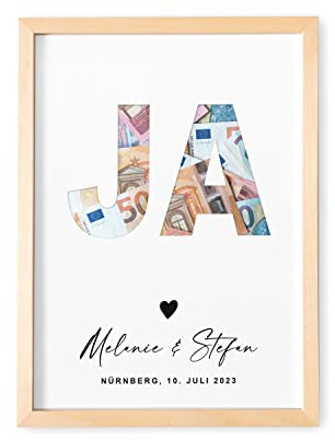 Geldgeschenk zur Hochzeit personalisiertes Bild mit JA fürs Brautpaar | Personalisiert, Geldverpackung zur Hochzeit, Auto Motiv, Hochzeitsgeschenk, mit oder ohne Rahmen