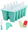 Moule Glace Silicone, 10 Cavités Moules pour Glaces, Moule à Glace en Silicone Sans BPA, Moule Glacon avec Brosses et Entonnoirs Pliants, Popsicle Moules Pour Glace Maison,Sorbet,Yoghurt,Jus - Vert