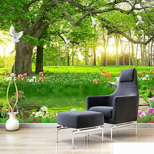 Custom Photo Wallpaper Green Big Tree Forest Nature Landscape Large Murals Wallpaper Wall Painting Modern Mural