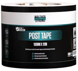 Walther Strong 100mm x 20m Post Tape. Wooden Fence Post Tape For Protection From Moisture And Rot. 50 Year Adhesive Tapes for Garden Posts. Weatherproof Sealant for Outdoor Use