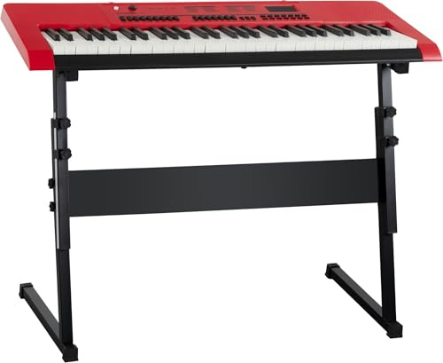 McGrey 6170 RD sladdlös tangentbord röd – 61 tangenter tangentbord med integrerat batteri – 200 ljud och rytmer – inbyggd MP3-spelare – Set inklusive X-tangentbordsstativ, hörlurar och