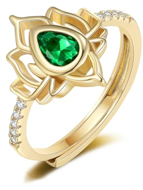 HMOOY Lotus Ring Stapeln Ringe für Frauen Casual Zarte Alltagsring Komfort Fit Ring Inspirierender Schmuck Geschenke für Damen Mutter