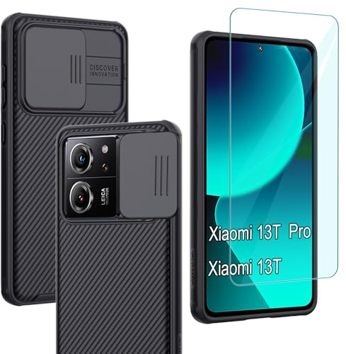 Yohii Funda para Xiaomi 13T Pro/Xiaomi 13T 6,67 Pulgadas, con 1 Pieza Cristal Templado, Protección contra Caídas de Grado Militar Antigolpes [Protección de la Cámara] Antiarañazos Carcasa - Negro
