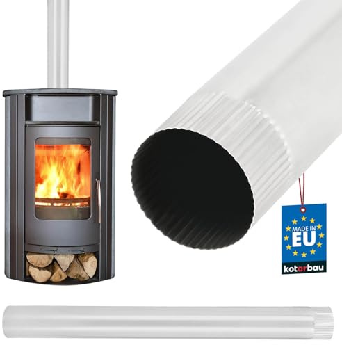 KOTARBAU® Schornsteinrohr Rohr 1 m Ø 100 mm Rauchrohr aus Stahlblech Silber Abgasrohr für Kamin Effektive Verbrennungsgasableitung Schornstein Kaminrohr