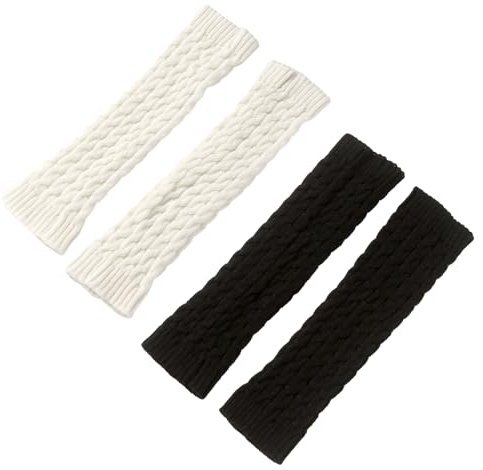 MAXQUU 2 paires de chaussettes en tricot pour femmes, jambières en tricot pour femmes, adaptées pour une utilisation quotidienne, la danse et les sports, jambières chaudes et confortables., Blanc, non