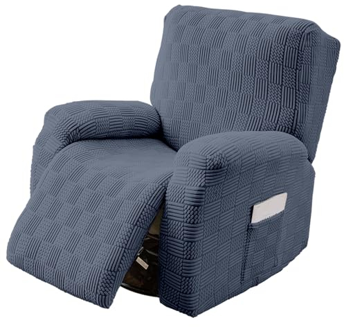 uiceno Sesselschoner für Relaxsessel, Stretchhusse für Relaxsessel 4-Teilig, Stretch Sesselbezug mit Taschen für Fernsehsessel Liege Sessel, Waschbar, Dunkelgrau