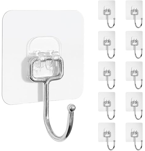 Ouzionz 16 Stück Klebehaken Wandhaken 15kg Max Selbstklebend Haken Extra Stark (16 Stück Rechteck)