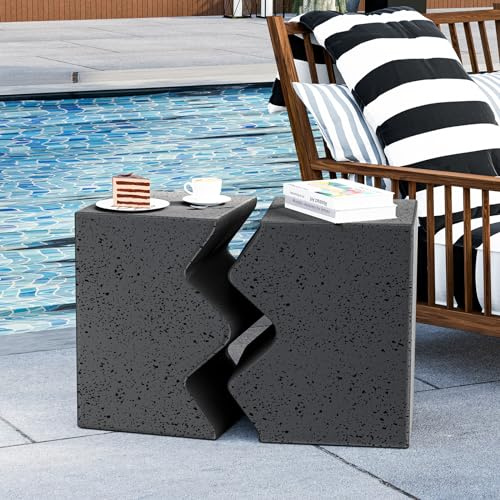 HOMPUS Beistelltisch aus Beton mit Punkten, 2er-Set, Terrassen-Beistelltisch, modern, Vintage, MgO, leicht, funktional, Kombinationstisch für den Innen- und Außenbereich, Garten, Deck, Pool,