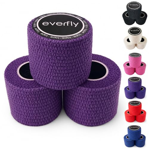 EVERFLY Fingertape – 3 Rollen (5cm x 4,5m) – Finger Tape für Gewichtheben & Fitness – Selbstklebendes Sport Tape für Daumen & Hook Grip – Schutz vor Rissen & Blasen (3, Lila)