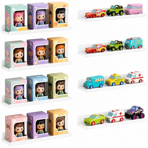 Lifewit 8 Pack Kunststoff Wandregal Weiß, 35,5cm Schweberegal trag. 6kg | Hängeregal für Kinderzimmer Schlafzimmer Wohnzimmer Bad Küche, Regal Wall Shelf Regalbrett Bilderleiste Bücherregal Wand