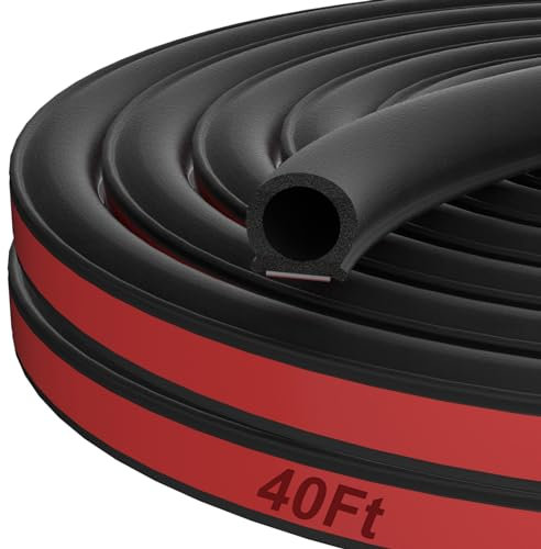 alophoty 40 Ft Rubber Weather Stripping Door Seal, D Shaped Automotive Weather Stripping, Car Door Seal Strip, Self Adhesive Soundproofing Weatherstripping for Doors Windows Car Truck Auto RV