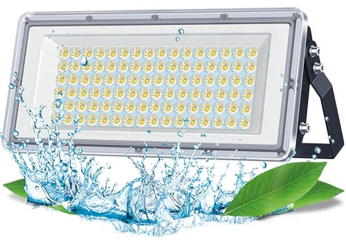 TASINUO Projecteur Exterieur LED 100W, 10000LM 7000K Spot LED Extérieur IP67 Imperméable, 85-265V Lampe Exterieur pour Jardin Terrasse Garage Usine